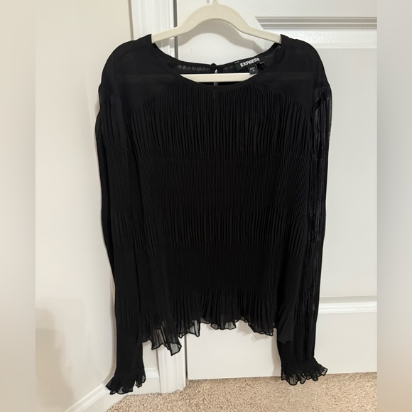 Express Tops - Express Black Pleated Blouse
